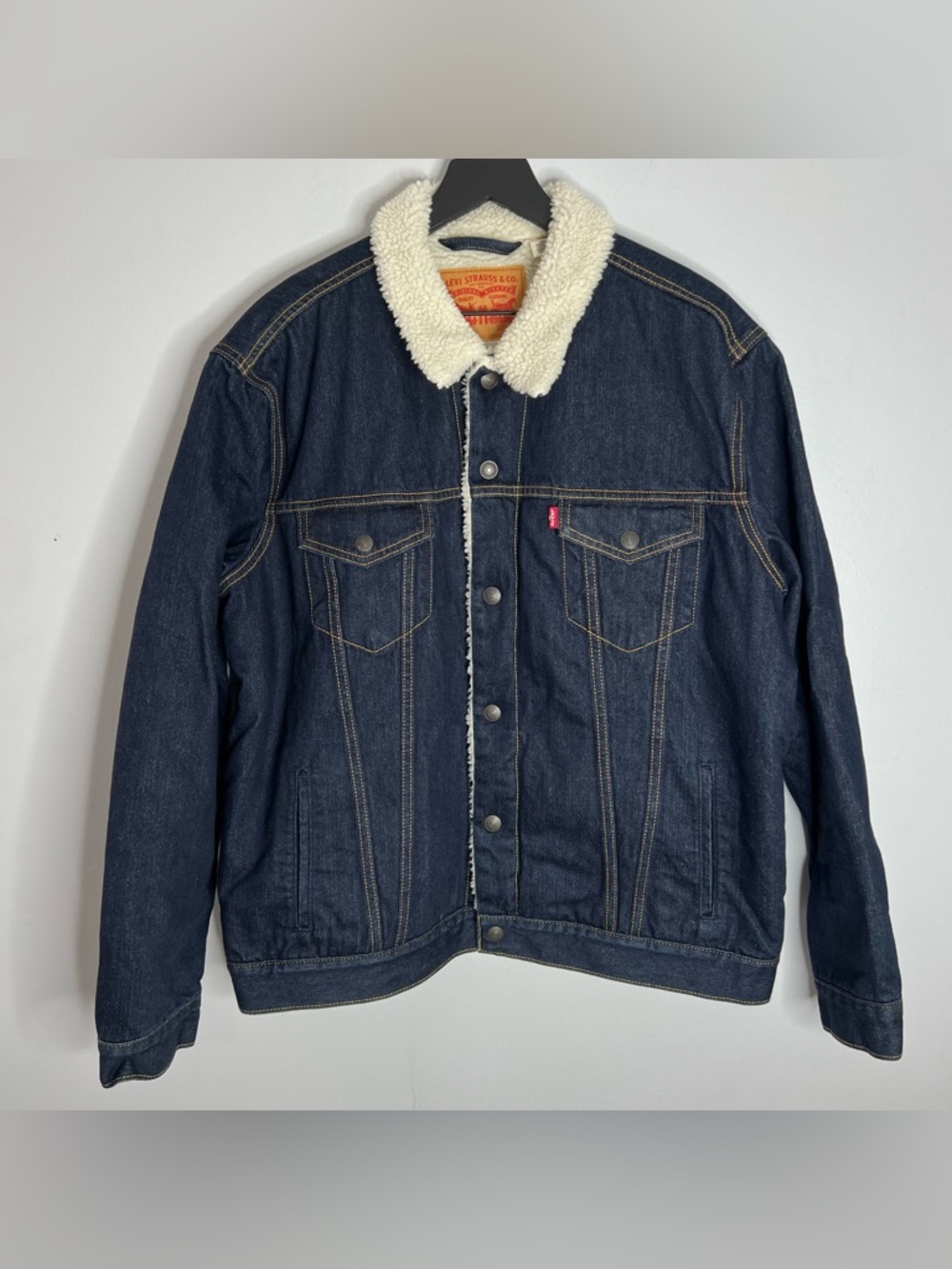 Levi’s Sherpa Trucker Denim Jacket Mens Large Blue